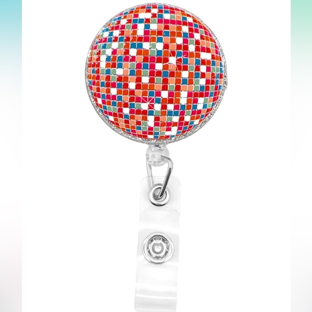 Disco Ball Glitter Nurse Badge Reel Holder Retractable Clip Accessories